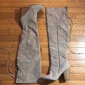 Over The Knee Thigh High Suede Chunky Heel Boot